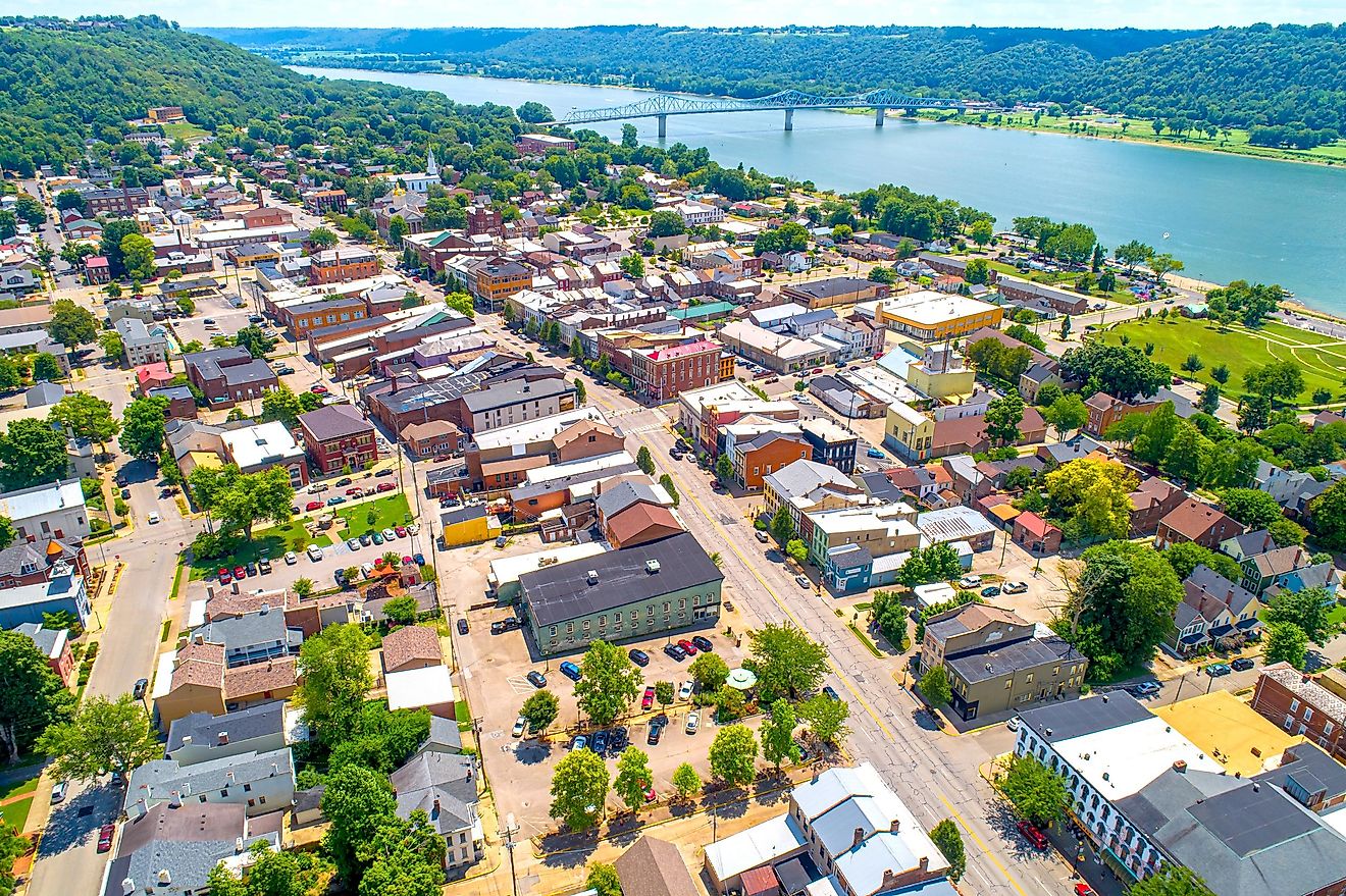 Aerial view of Madison, Indiana.