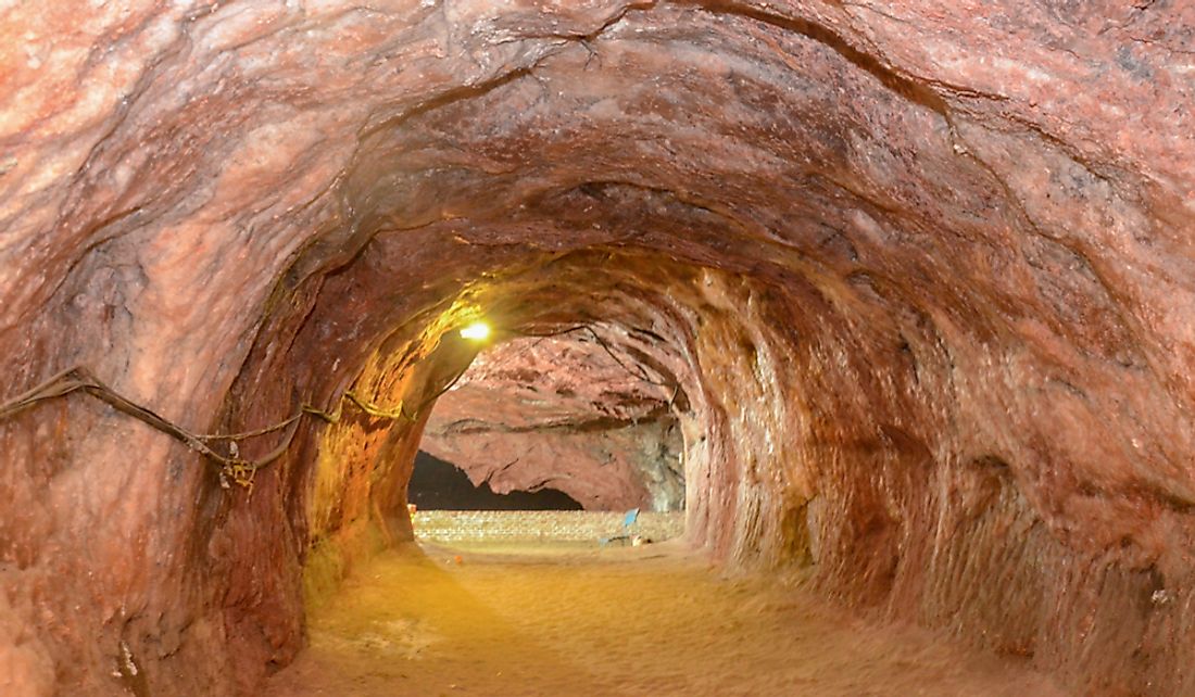 Tunnels of the Khewra Salt Mines in Chakwal, Pakistan.  Editorial credit: Burhan Ay / Shutterstock.com