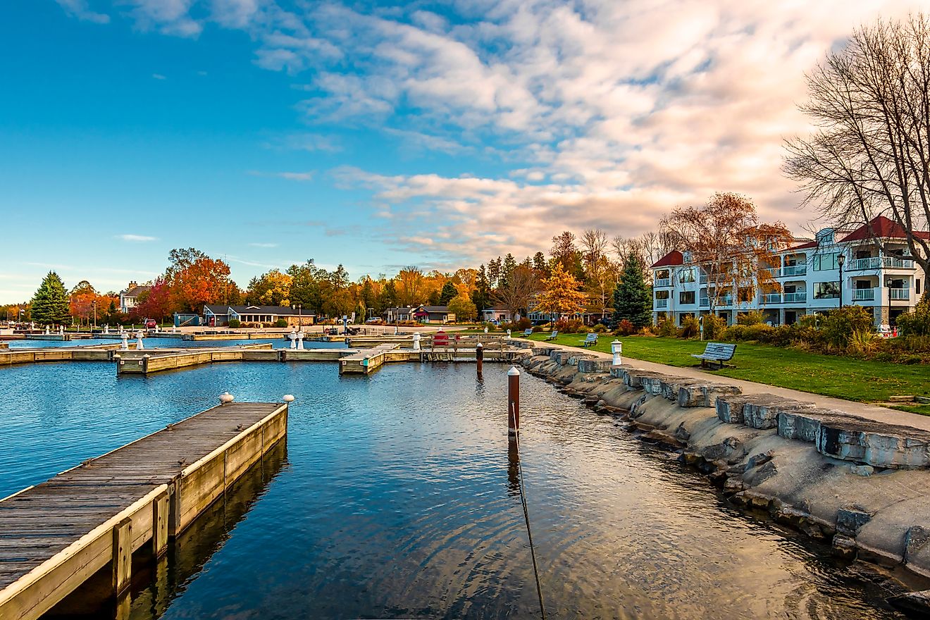 View of the harbor in Sister Bay, Wisconsin.