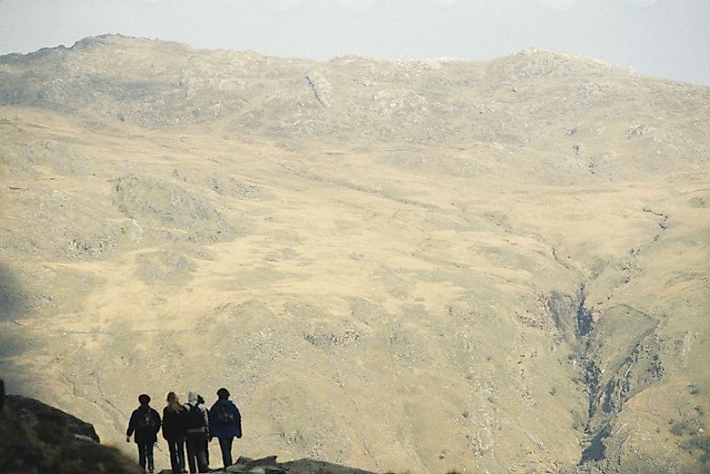 Hikers begin their ascent to the top of Snowdon.