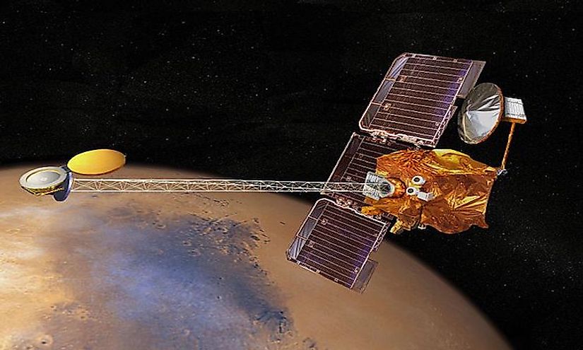 The 2001 Mars Odyssey, used to search for evidence of water and volcanic activity on Mars using remote sensing technology.