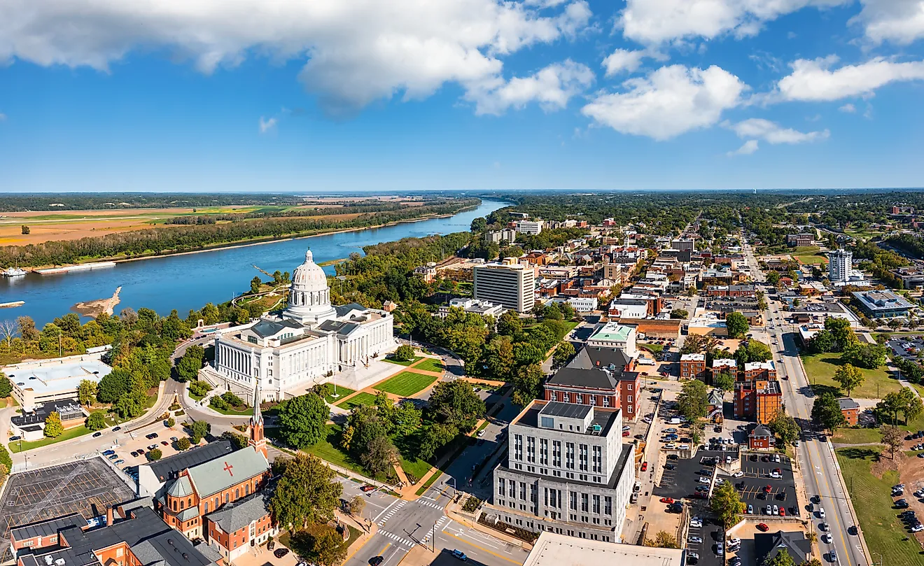 Aerial view of Jefferson City, Missouri. 