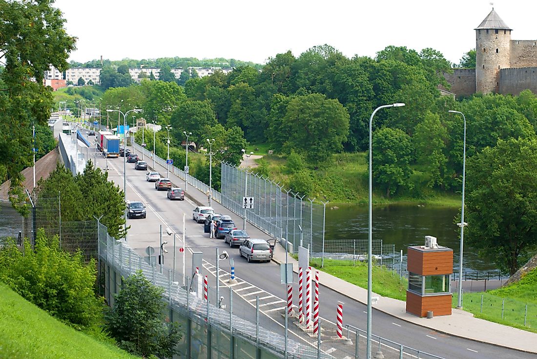 The border crossing between Russia and Estonia. Editorial credit: Karasev Victor / Shutterstock.com.