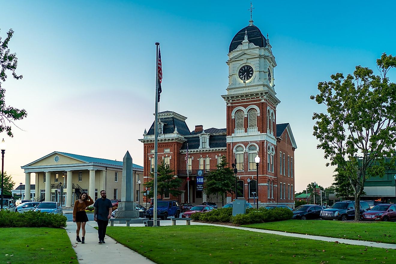 The courthouse in Covington, Georgia, USA, featuring its classic architectural design. Editorial credit: Georges_Creations / Shutterstock.com