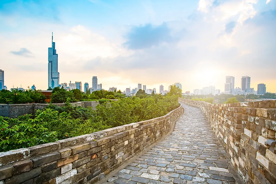 The skyline of Nanjing, China. 