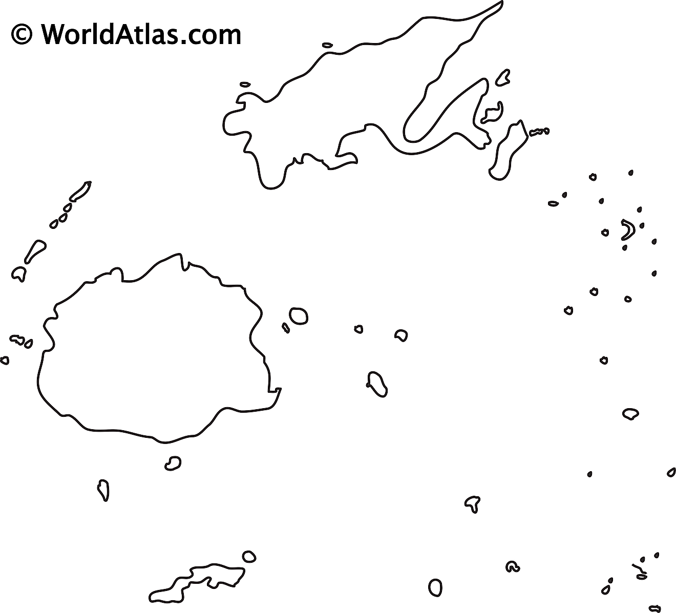 Blank Outline Map of Fiji