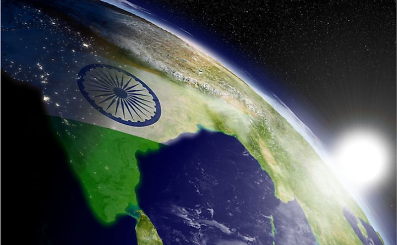 The Indian Peninsula on the globe.
