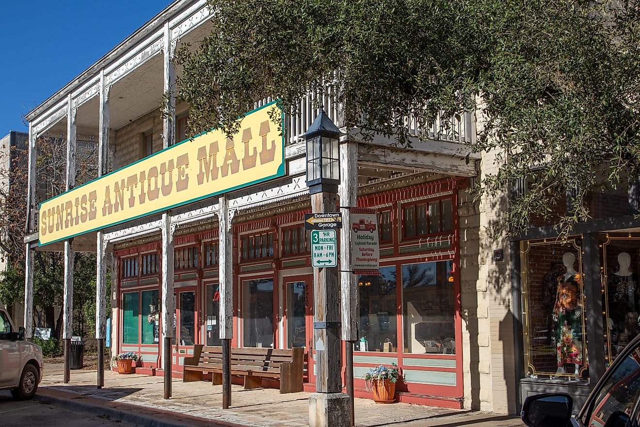Rustic antique mall in the town of Kerrville, Texas. Editorial credit: travelview / Shutterstock.com
