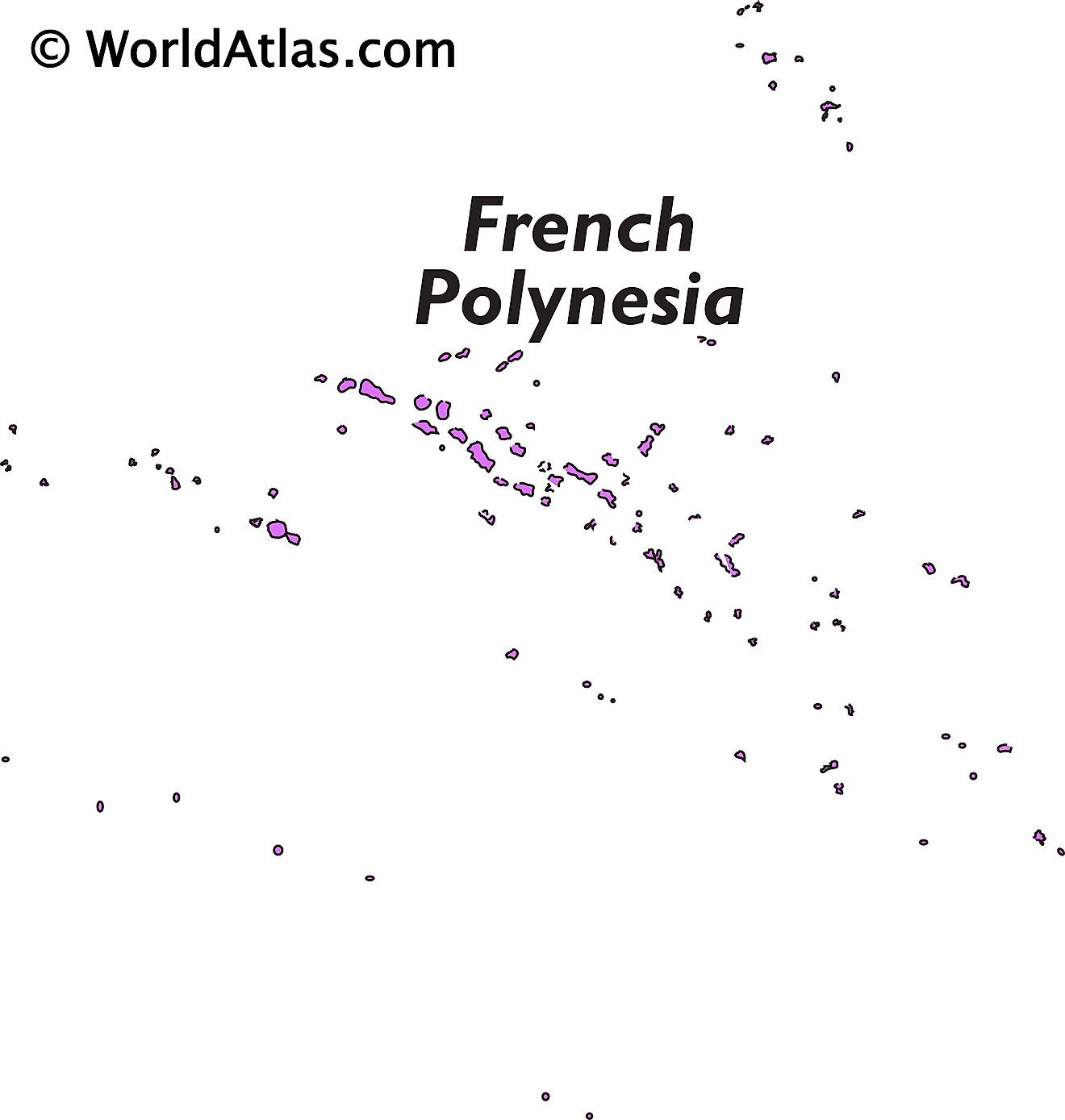 Mapa de contorno de la Polinesia Francesa