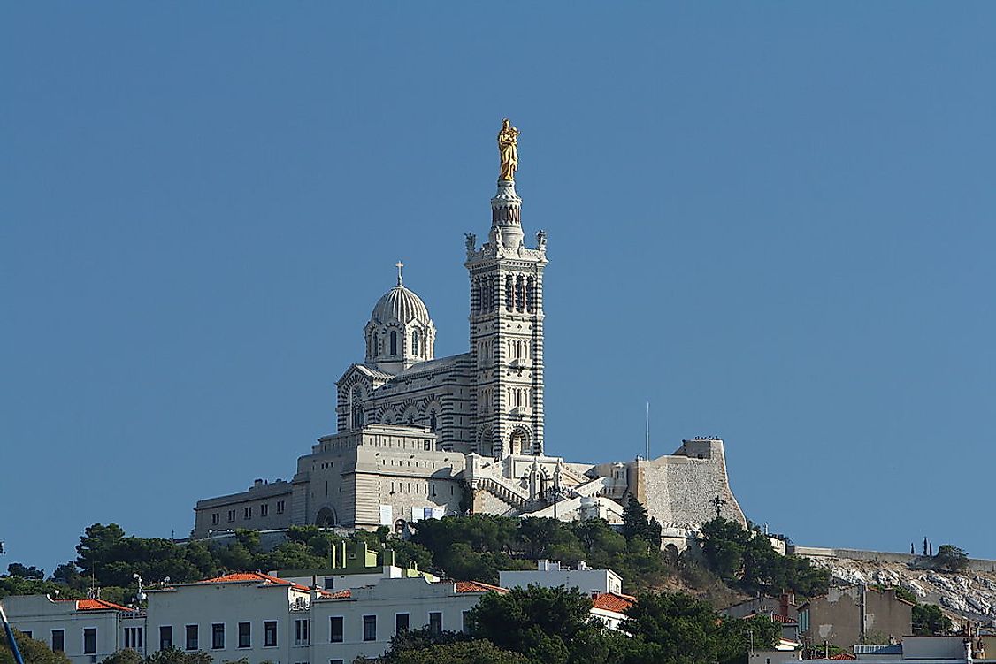 Notre-Dame de la Garde in Marseille. Catholic Christianity is the largest religion in France.