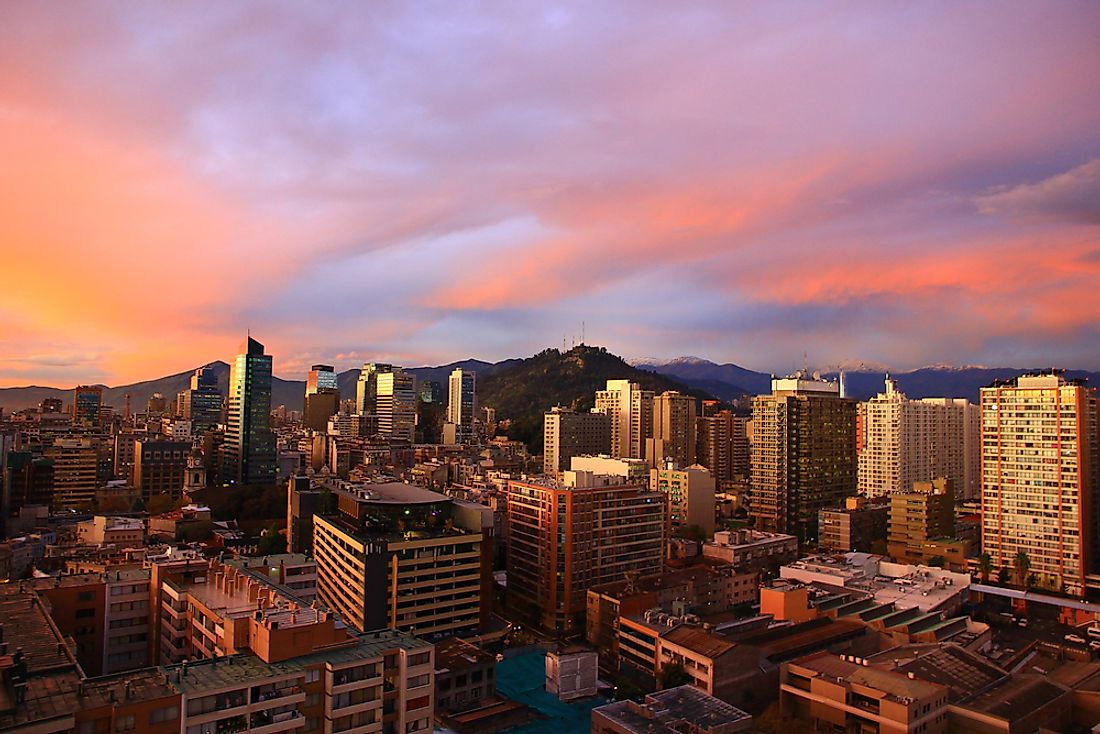 A sunset over Santiago de Chile. 