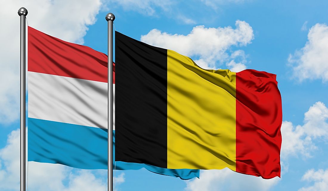 Flags of Luxembourg and Belgium.