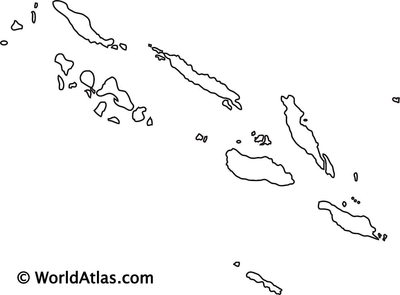Mapa de contorno en blanco de las Islas Salomón