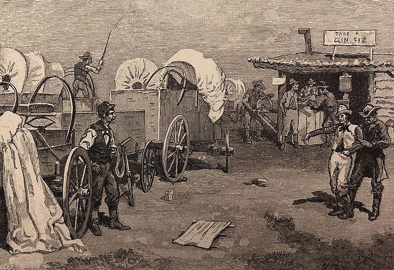 covered wagons on the Santa Fe Trail