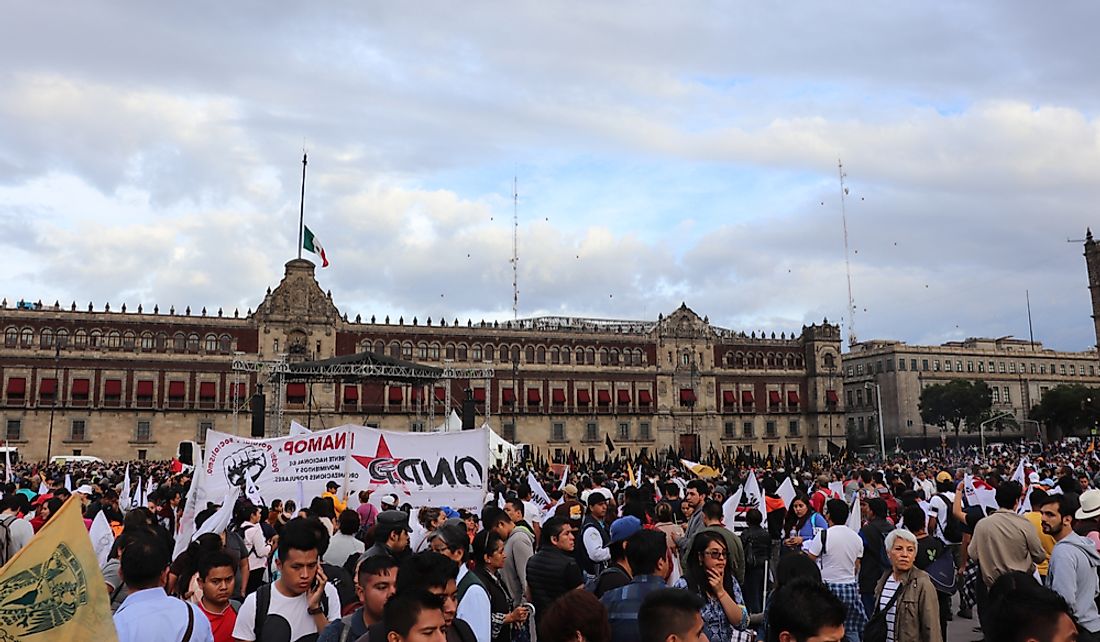 Commemoration rally for the 1968 Tlatelolco massacre in Mexico City, Mexico. Editorial credit: Eduardo Guevara / Shutterstock.com