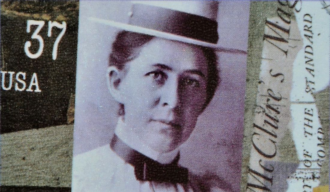 Commemorative stamp of famous muckraker Ida M. Tarbell. Editorial credit: neftali / Shutterstock.com