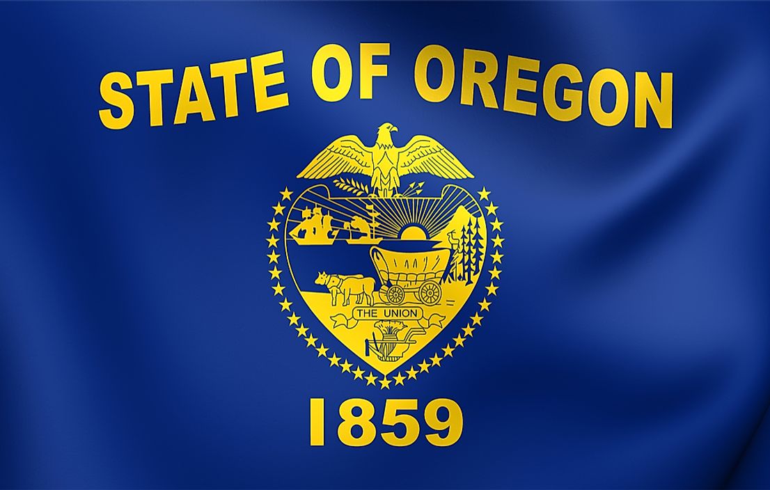 The state flag of Oregon.