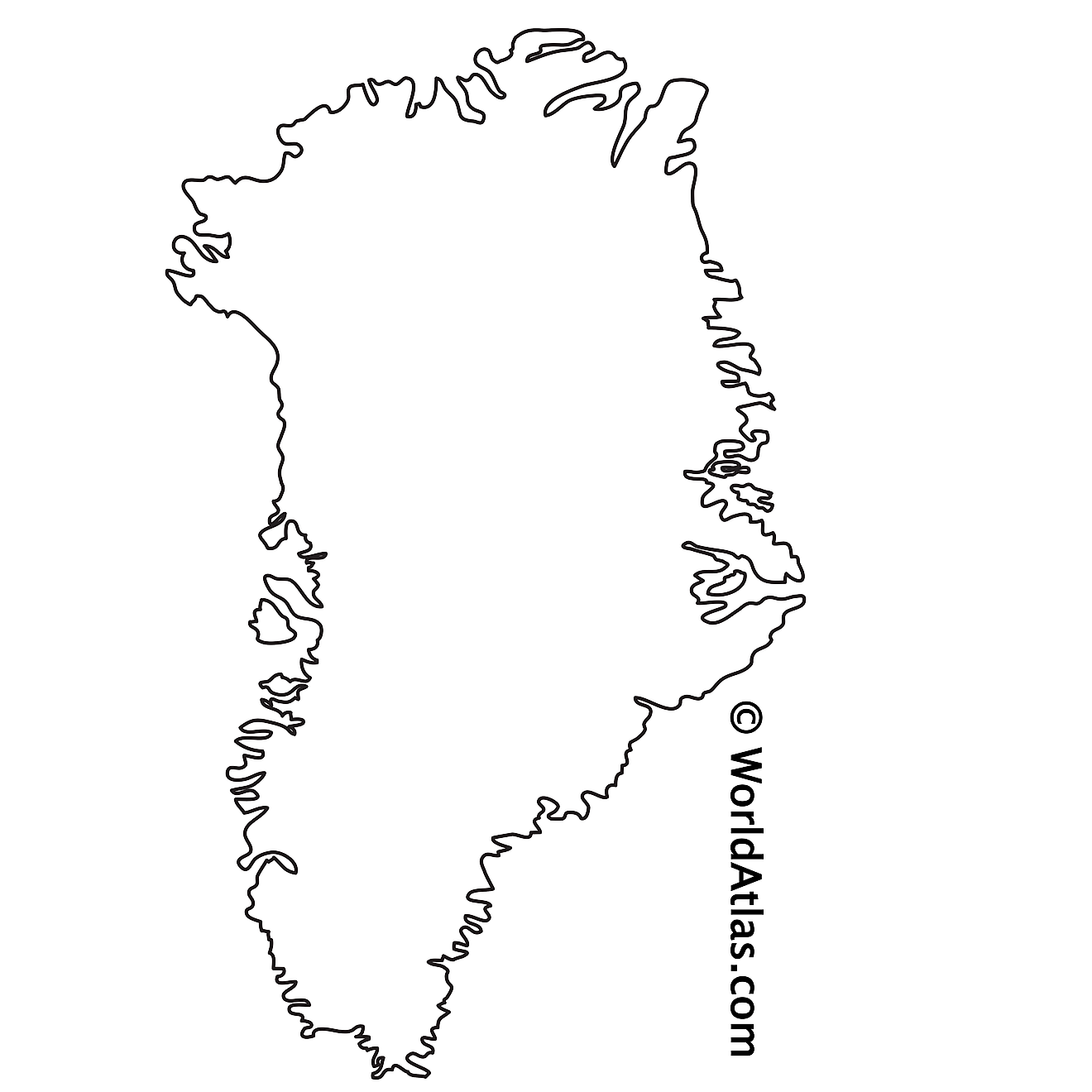 Mapa de contorno en blanco de Groenlandia