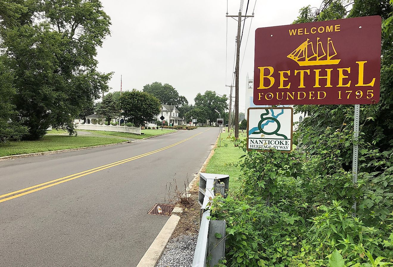 Shell Bridge Road and sign in Bethel, Delaware. Image credit Famartin, CC BY-SA 4.0 <https://creativecommons.org/licenses/by-sa/4.0>, via Wikimedia Commons