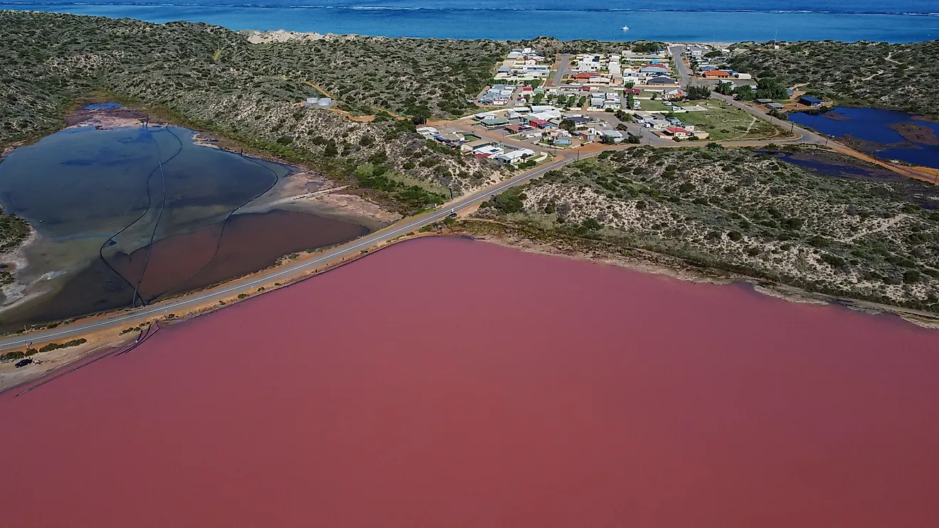 Pink Lake, Hutt Lagoon near Port Gregory Western Australia. 