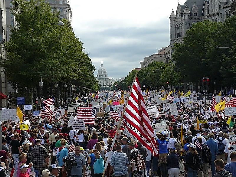 Tea Party protesters descend upon the U.S. National Capitol in Washington, D.C. to voice their unhappiness with current tax laws in the United States.