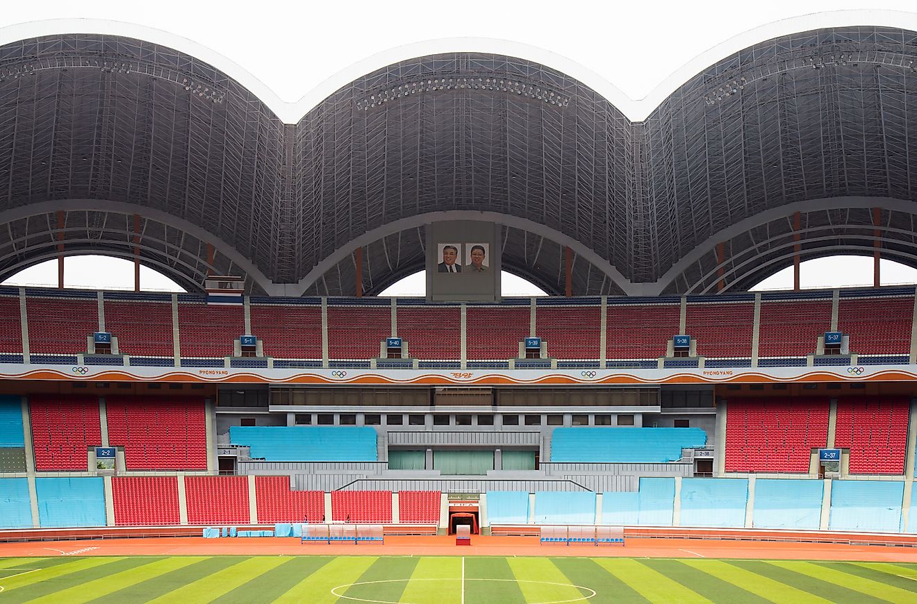 he Rungrado 1st of May Stadium at Rungra Island in Pyongyang. Editorial credit: BGStock72 / Shutterstock.com