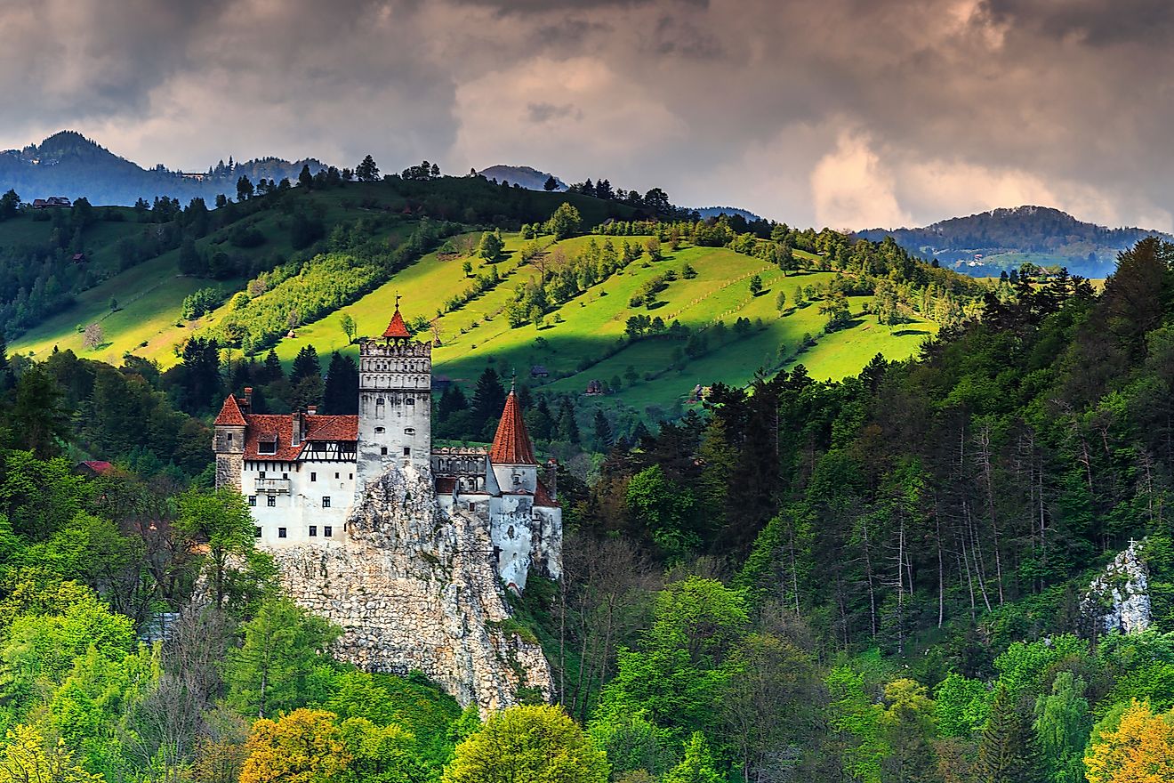 Stunning Bran castle and cloudy summer landscape. Image credit: Gaspar Janos/Shutterstock.com