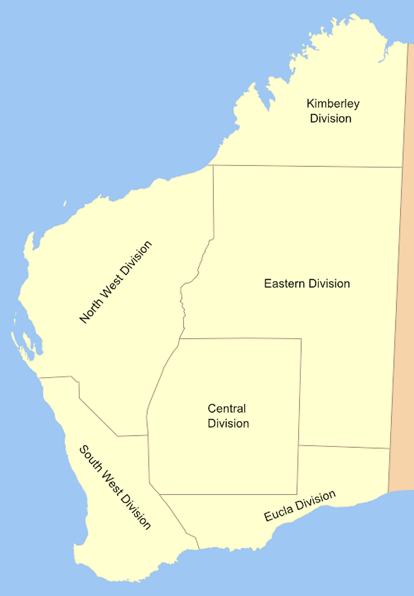 Administrative Map of Western Australia showing its various land divisions. Image credit: Wikimedia.org