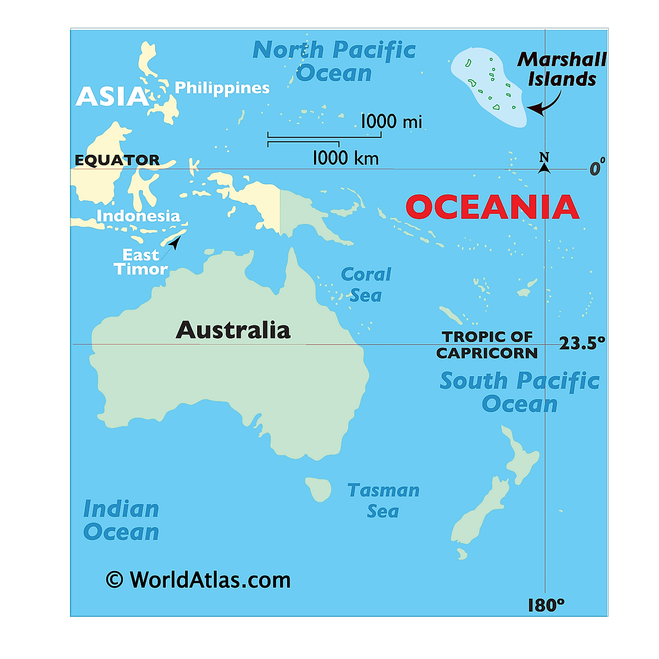 Map showing location of Marshall Islands in the world.