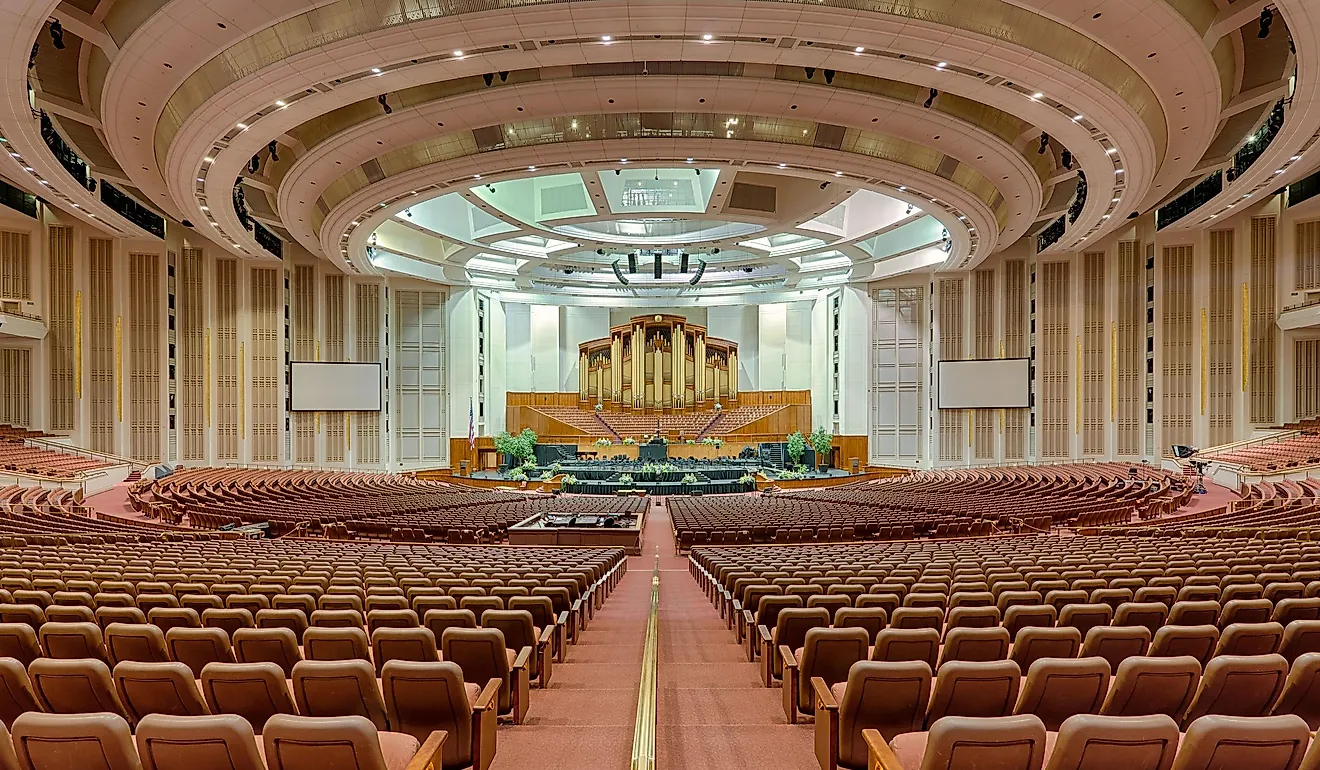 Empty auditorium in The Church of Jesus Christ of Latter Day Saints Conference Center, Salt Lake City