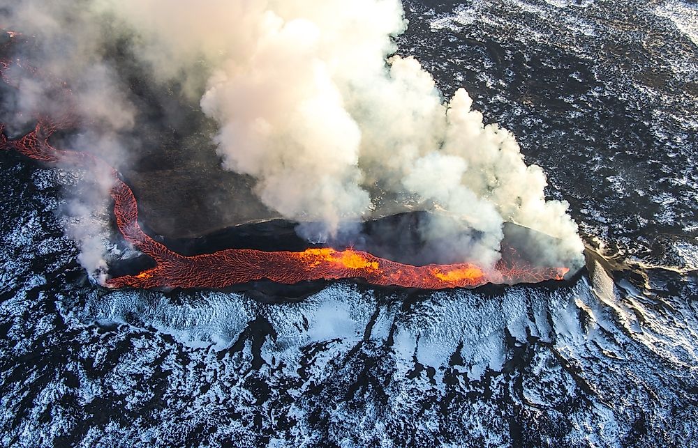 A volcanic eruption in Iceland. 