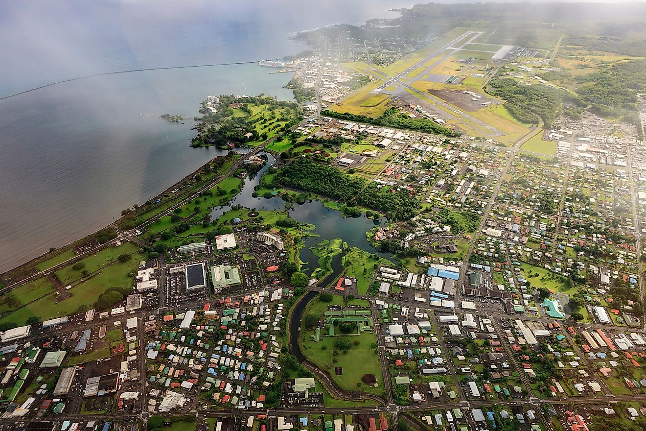 Aerial view of Hilo, Hawaii.