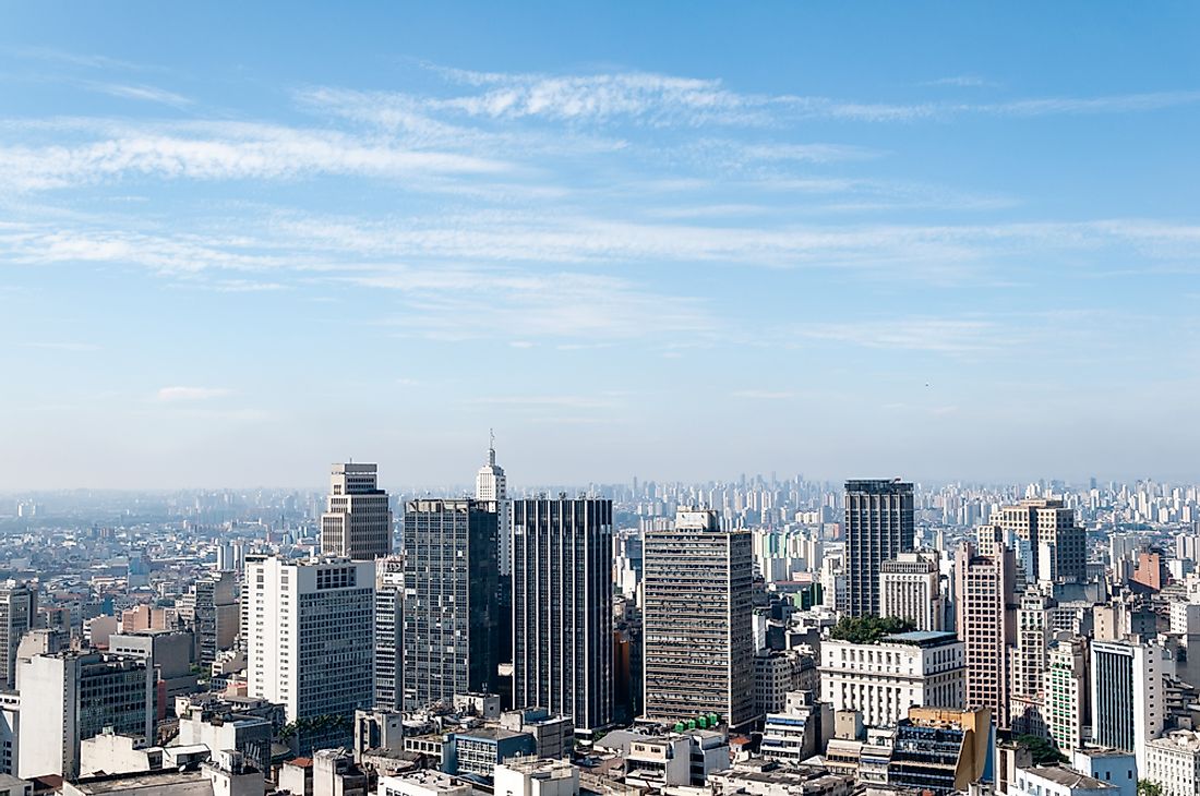 Buildings sprawl in Sao Paulo, Brazil. 
