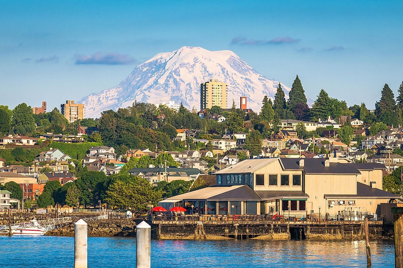 Mount Rainier reigning over Tacoma, Washington.