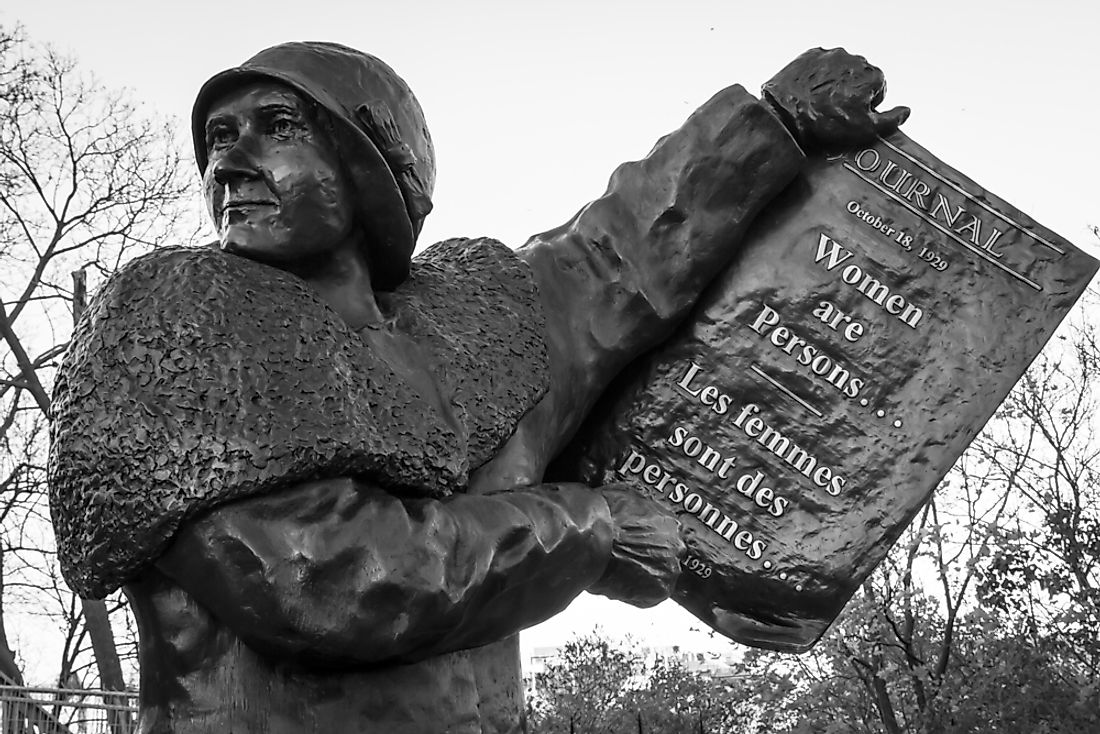 A statue of Nellie McClung. Photo credit: Labrynthe / Shutterstock.com. 