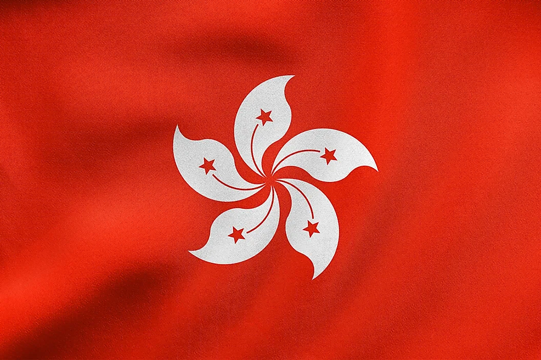 The flag of Hong Kong.