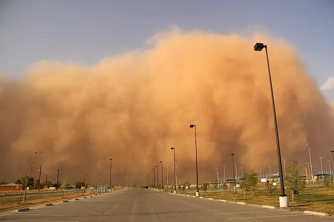 A dust storm blowing in. 