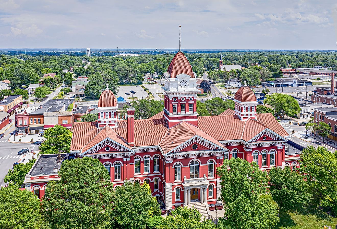 Aerial view of Crown Point, Indiana.