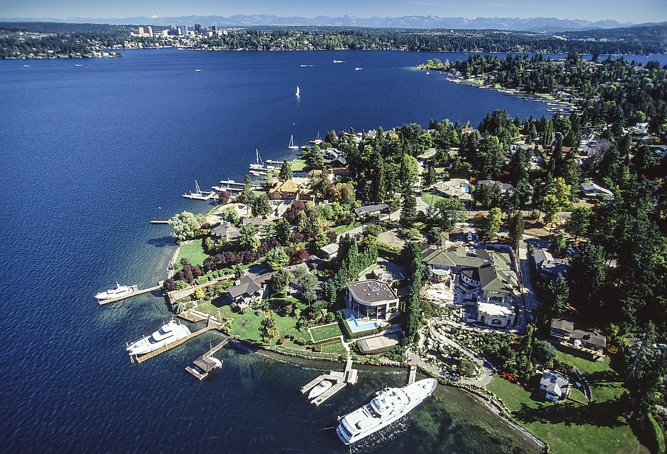 Aerial view of Mercer Island, Seattle, Washington.