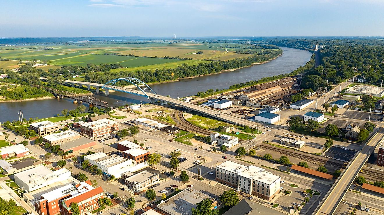 Aerial view of Atchison, Kansas.