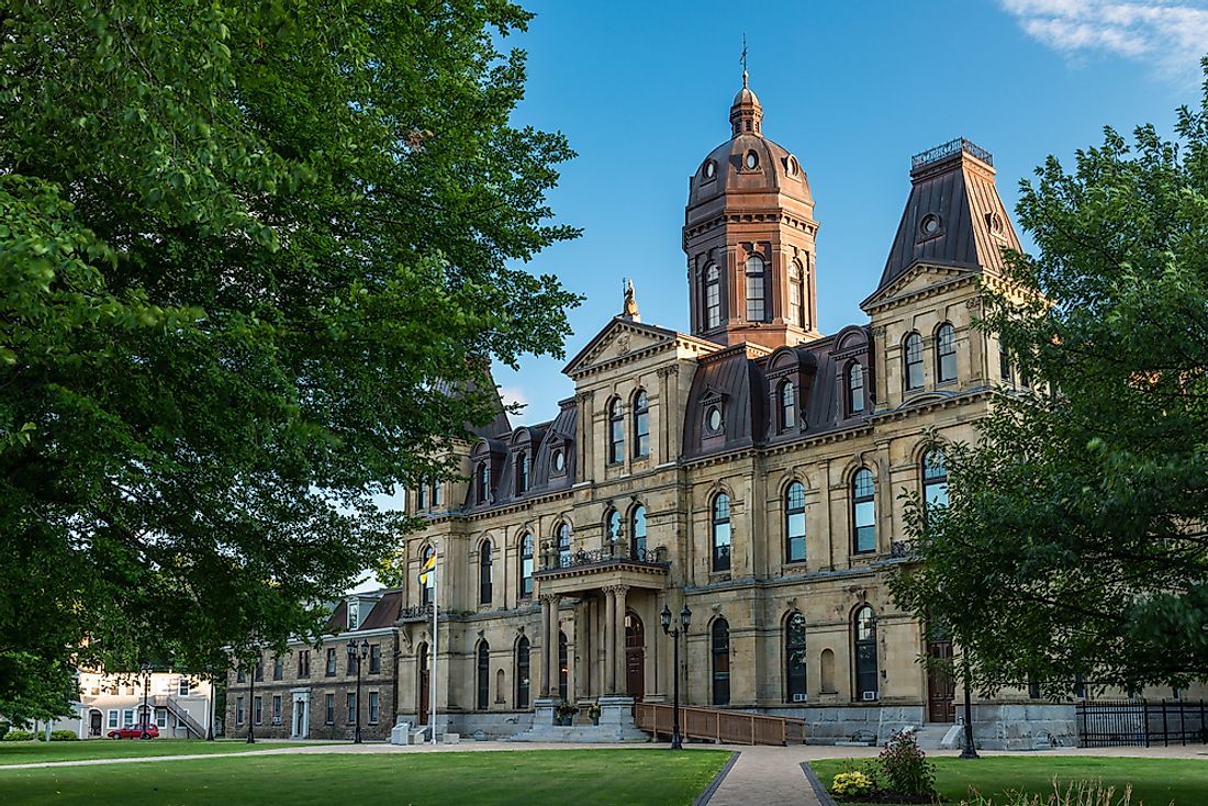 The legislative building in Fredericton, New Brunswick. 