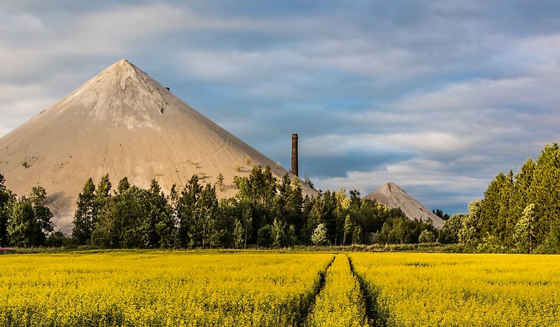 A large pile of oil shale ash in Estonia. Oil shale is usually burned to produce electricity.