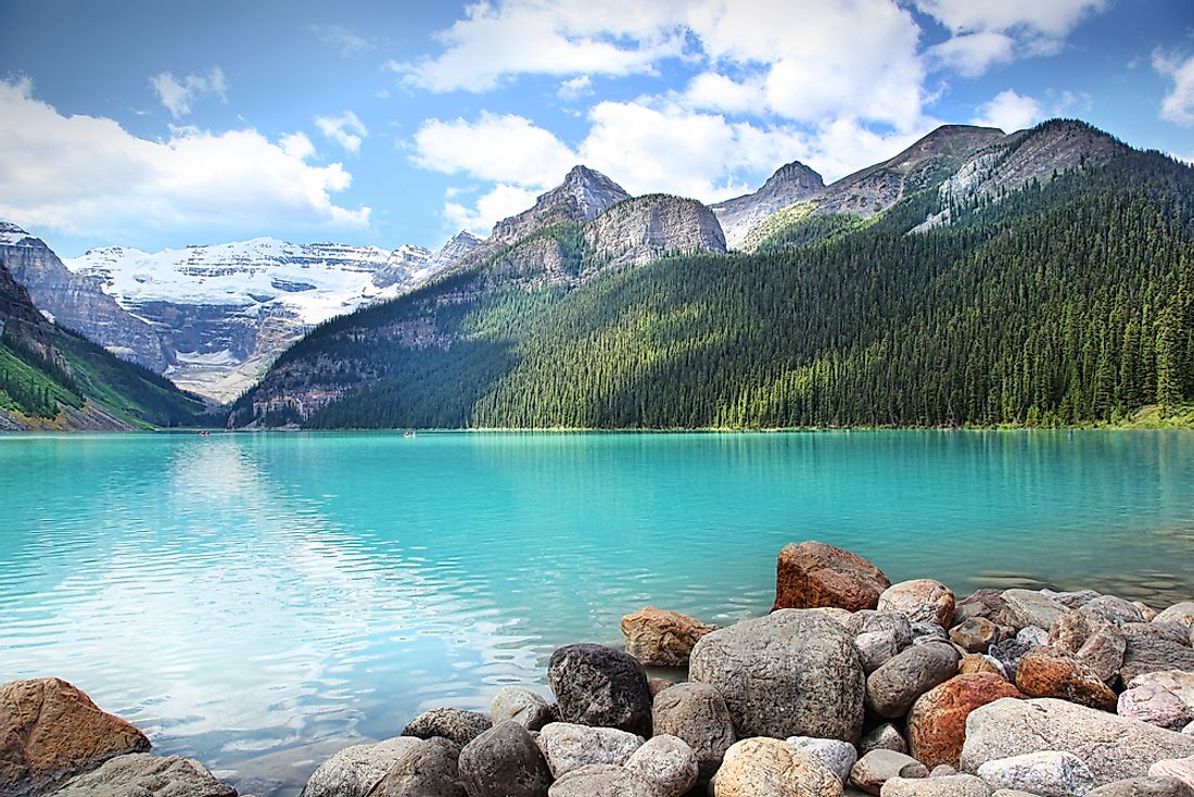 Stunningly turquoise Lake Louise in the Banff National Park, Alberta, Canada.