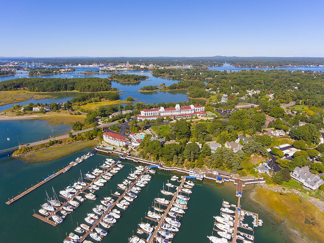 Aerial view of New Castle, New Hampshire.