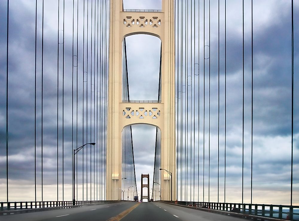 Mackinaw Bridge, which connects to Michigan's Upper Peninsula.