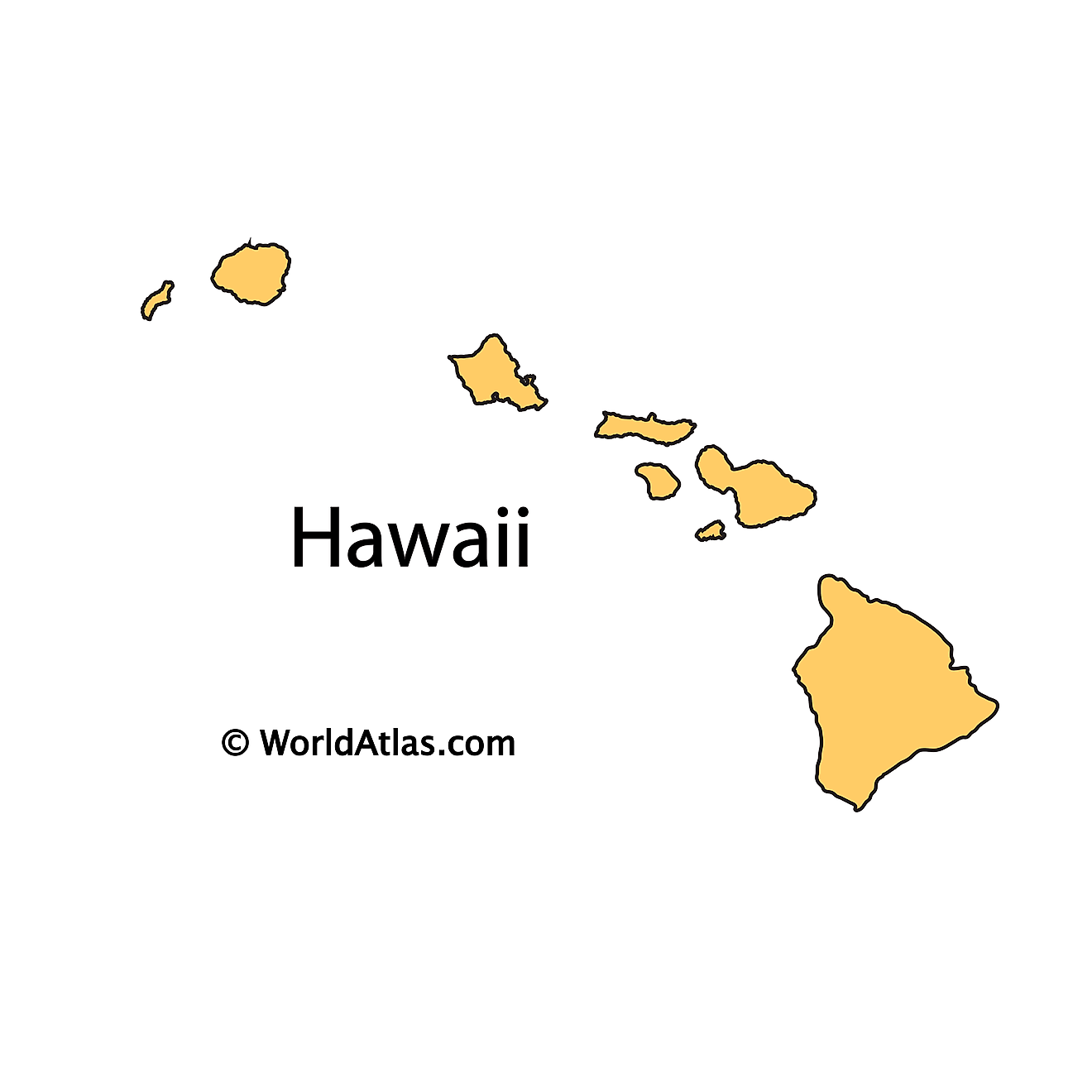 Mapa de contorno de Hawái