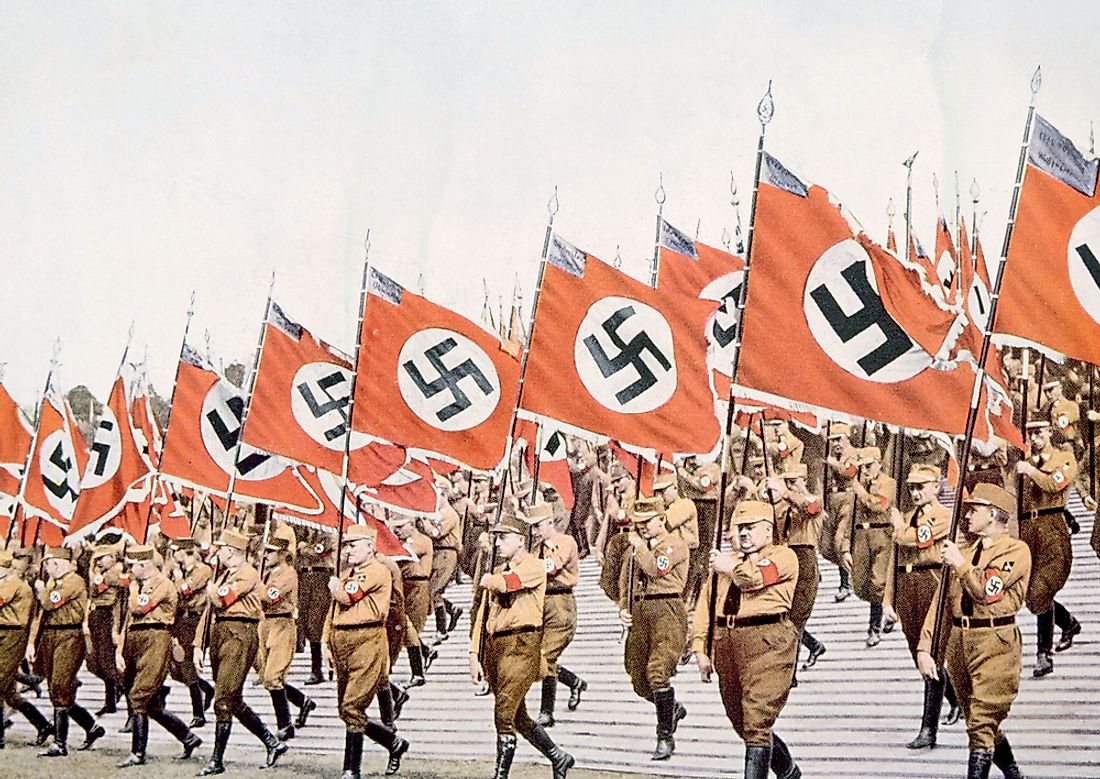 Soldiers march in Nazi Germany. Editorial credit: Everett Historical / Shutterstock.com.