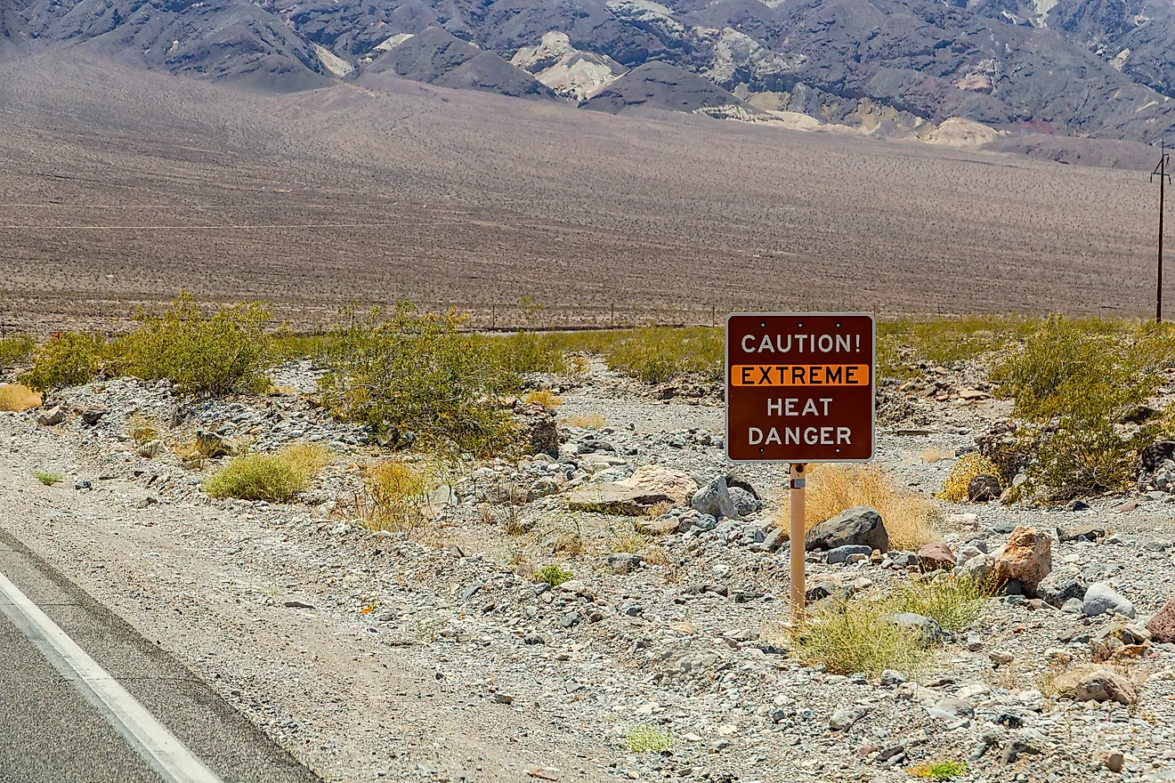 Indicates extreme heat and danger to life, Death Valley National Park, California