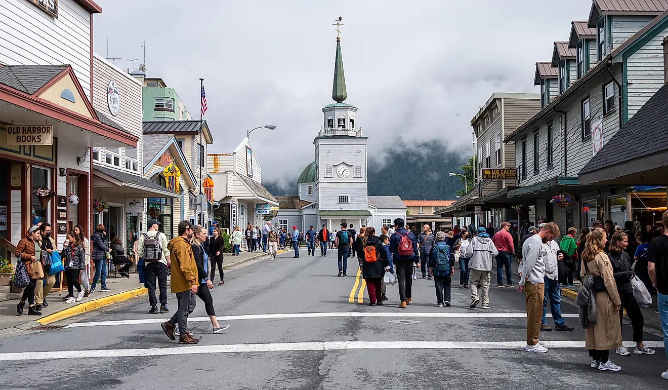 Historic Main Street in Sitka, Alaska.