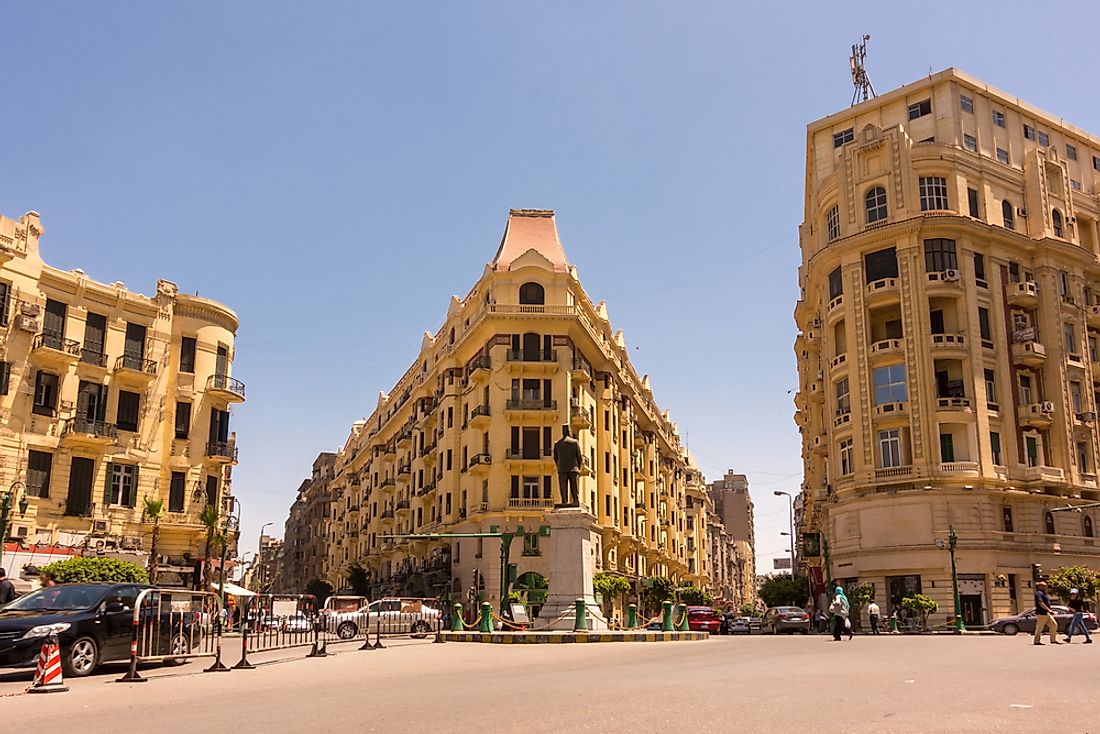 The Talaat Harb Square in downtown Cairo, the capital of Egypt. 